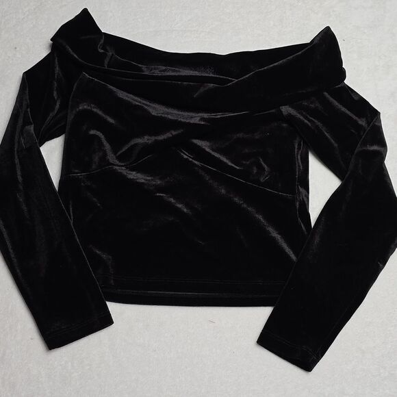 1266 NWT ALLSAINTS Delta Velvet Top Black US8 - Picture 4 of 8